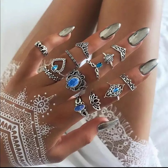 Jewelry - New Bohemian Geometric Anel Finger Ring Set Boho